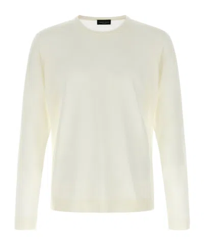 Roberto Collina Wool Crew Neck Sweater In White
