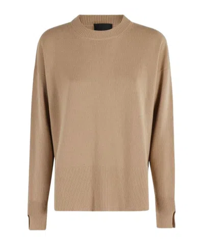 Roberto Collina Round-neck Long-sleeve Sweater In Brown