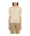 Roberto Collina Knitted Wool Knitted Top In Nude