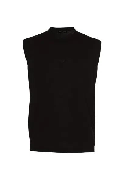 Roberto Collina Round Neck Sleeveless Plain T-shirt In Black