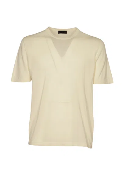 Roberto Collina Round Neck Slim Plain T-shirt In Latte