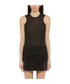 Roberto Collina White Cotton Blend Crew-neck Tank Top In Black