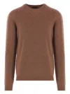 Roberto Collina Ribbed Crew Neck Sweater With Long Sleeves In Brown