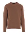 Roberto Collina Ribbed Crew Neck Sweater With Long Sleeves In Brown