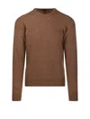 Roberto Collina Ribbed Crew Neck Sweater With Long Sleeves In Brown
