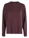 Roberto Collina Bordeaux Crew Neck Sweater With Side Slits In Burgundy
