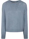 Roberto Collina Boxy Fit Crewneck Sweater In Light Blue Alpaca Wool In Blue