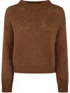 Roberto Collina Crewneck Knit Sweater In Brown