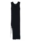 Roberto Collina Ruched Detailed Ribbed Midi Dress In Black