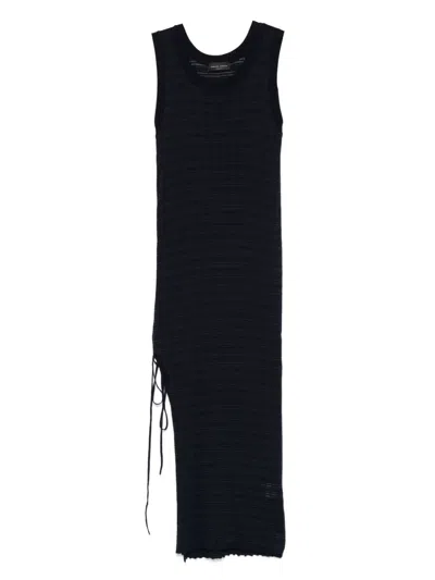 ROBERTO COLLINA RUCHED DETAILED RIBBED MIDI DRESS