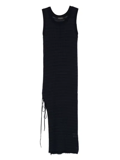 Roberto Collina Ruched Detailed Ribbed Midi Dress Clothing In Blue
