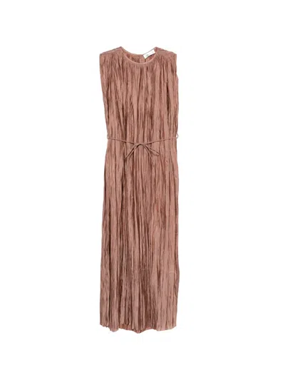 Roberto Collina Ruched Tie Dress In Brown