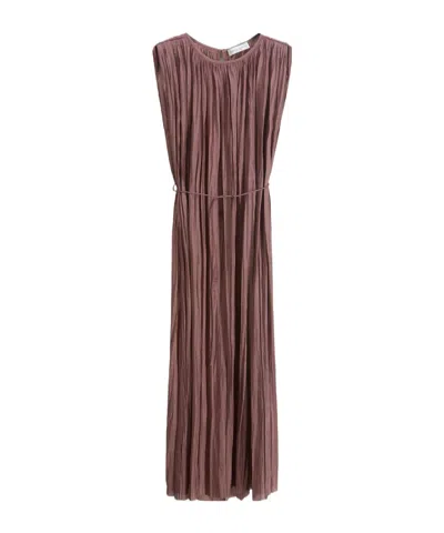 Roberto Collina Ruched Tie Dress In Brown