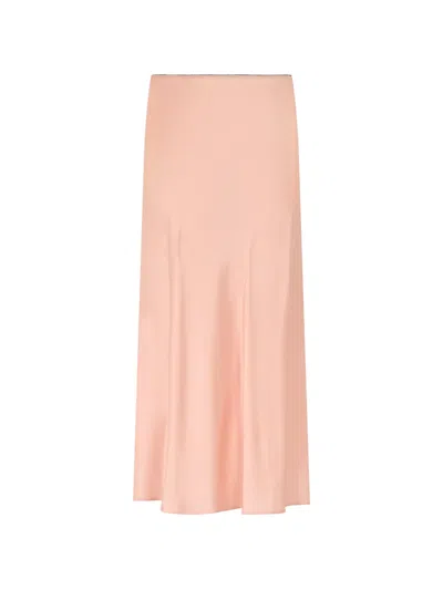 Roberto Collina Satin A-line Midi Skirt In Orange