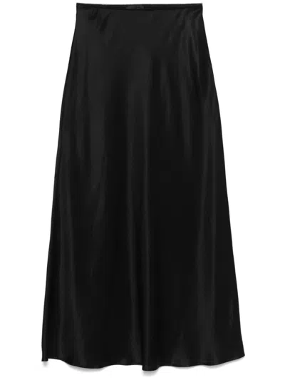 Roberto Collina Satin Midi Skirt In Black