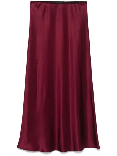 Roberto Collina Satin Midi Skirt In Red