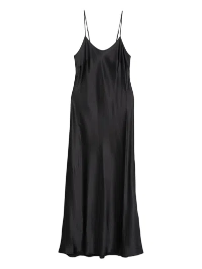 Roberto Collina Satin Slip Dress In Black