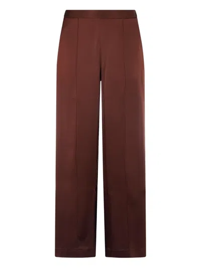 Roberto Collina Satin Trousers In Brown