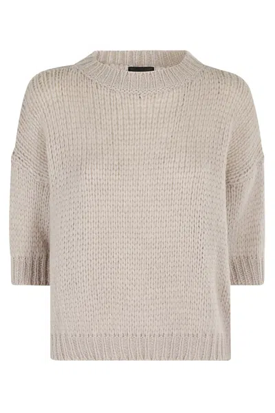 Roberto Collina Short-sleeve Sweater In Mastice