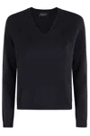 Roberto Collina Wool V Neck Sweater In Black
