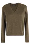 Roberto Collina Long-sleeved V-neck Sweater In Green