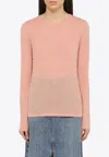 Roberto Collina Pink Cotton Blend Crew-neck Jumper In Pink