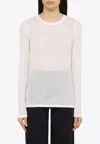 Roberto Collina White Cotton Blend Crew-neck Jumper In White