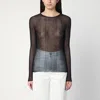 Roberto Collina Long-sleeved Sheer Top In Black
