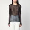 Roberto Collina Semi-transparent Black Sweater In Black