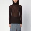 ROBERTO COLLINA ROBERTO COLLINA SEMI-TRANSPARENT BROWN TURTLENECK SWEATER