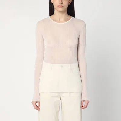 Roberto Collina Semi-transparent Sweater In Natural Colour In Neutral