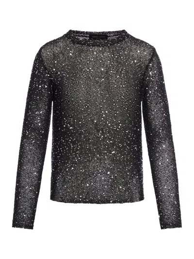 Roberto Collina Sequin Embellished Knit Sweater In Black
