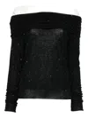 Roberto Collina Micro Sequins Off-shoulders Sweater Clothing In Black