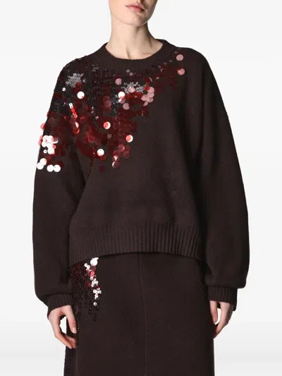 Roberto Collina Sequin-embellished Sweater In Brown