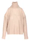 Roberto Collina High Neck Turtleneck Sweater Sequins In Neutral
