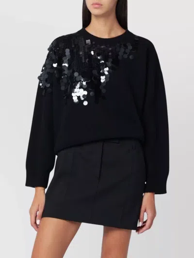 ROBERTO COLLINA SEQUINED CREW NECK LONG SLEEVE SWEATER