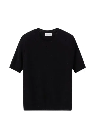 Roberto Collina Sequin-embellished Short-sleeve Sweater In Black
