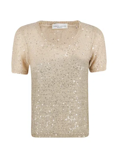 Roberto Collina Sequin-embellished T-shirt In Gold