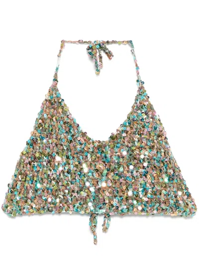 Roberto Collina Sequinned Top In Laguna