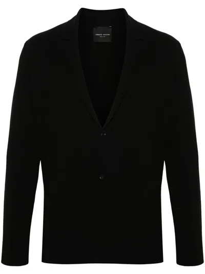 Roberto Collina Shawl Cotton Cardigan In Black