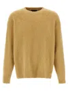 Roberto Collina Crew Neck Shearling Cotton Sweater In Brown