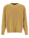 Roberto Collina Crew Neck Shearling Cotton Sweater In Brown
