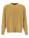 Roberto Collina Crew Neck Shearling Cotton Sweater In Brown