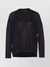 Roberto Collina Sheer Fabric Crewneck Sweater With Ribbed Cuffs In Black