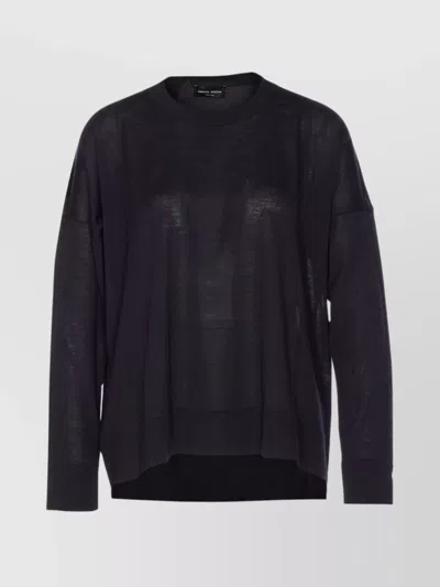 ROBERTO COLLINA SHEER FABRIC CREWNECK SWEATER WITH RIBBED CUFFS