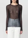 Roberto Collina Sheer Fabric Round Neck Ribbed Texture In Black
