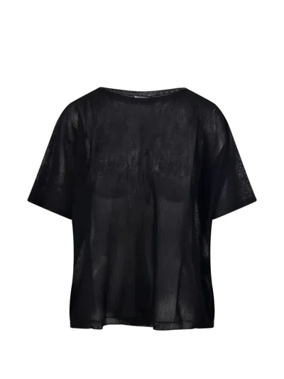 Roberto Collina Sheer Fine-knit T-shirt In Black