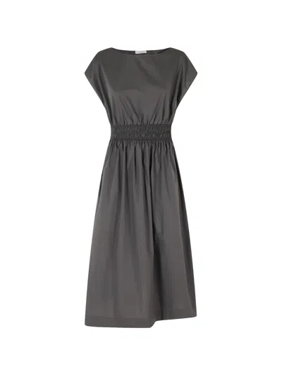 Roberto Collina Shirred-waist Cotton Dress In Gray