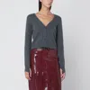 Roberto Collina Short Anthracite Gray Cashmere Cardigan In Multi