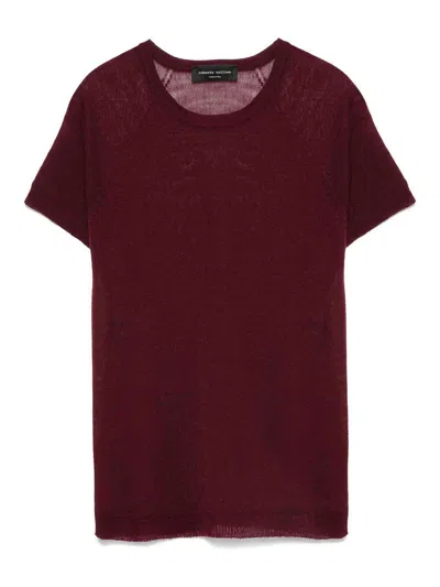 Roberto Collina Fine-knit T-shirt In Dark Red